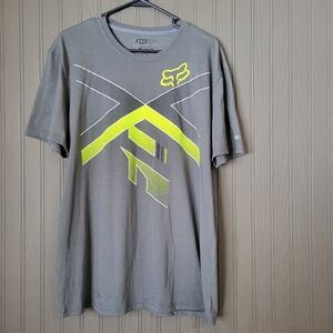 Fox Racing T-Shirt Short Sleeve Shirt Active Fit Large Logo Gray Men's 2XL